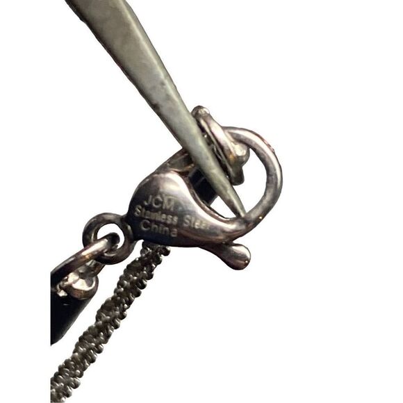 JCM stainless steel round sapphire cz earrings and matching pendant with chain - Picture 7 of 12